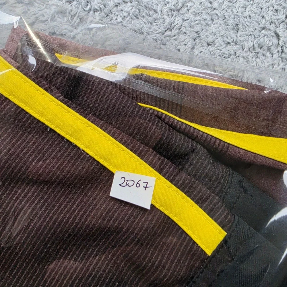 Fox Racing Board Shorts Mens 36 Brown Yellow Striped Performance Swim Trunks MX